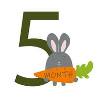 5 Monate Babyleben mit einem Hasen vektor