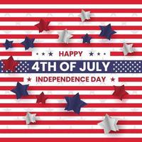 Förenta staternas självständighetsdagen gratulationskort med ränder och origami stjärnor vektor