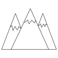 vektorschwarzweiss-berge mit eisspitzenillustration. Felsen Liniensymbol isoliert auf weißem Hintergrund. skizzieren sie das bild der naturlandschaft vektor