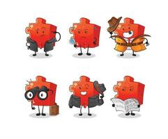 Puzzle-Cartoon-Figur. Cartoon-Maskottchen-Vektor-Illustration vektor