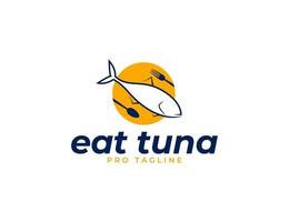 Essen Sie Thunfisch-Meeresfrüchte-Logo-Design vektor