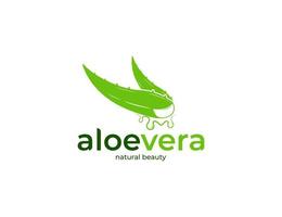 frisches grünes Aloe-Vera-Logo-Design vektor