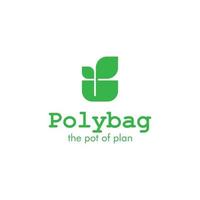 polybag pottlogotypdesign för krukväxter. ny innovation för miljövänliga växtkrukor vektor