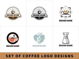 satz von logo, etiketten und abzeichen-emblem-grafiken für café-lebensmittelunternehmen vektor