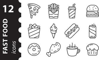 Fast-Food-Icon-Set. Street Food lineare Symbole. einfache Vektorillustration im flachen Stil. vektor