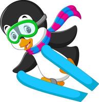 illustration av söt pingvin skidåkning tecknad vektor