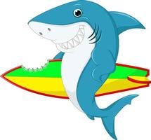 niedlicher surfender Cartoon des Haifischs vektor