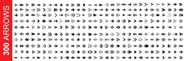 Set 270 Pfeilsymbol. Sammlung verschiedener Pfeilzeichen. schwarze Vektorpfeilsymbole vektor
