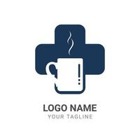 vektor apotek kreativ logotyp formgivningsmall - kaffe idé inspiration hälsa symbol