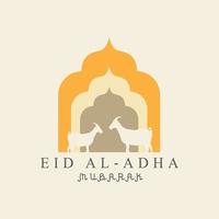 eid al-adha logo mit ziege. glückliche eid al adha mubarak vektorsymbolillustration vektor