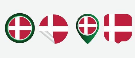 danmarks flagga. platt ikon symbol vektor illustration