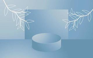 3D-Rendering weicher blauer Podium-Blumenmuster-Hintergrund, geeignet für Werbeprodukte vektor