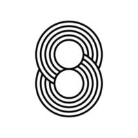 linjär modern logotyp med siffran 8. nummer i form av linjerand. alfabetet nummer tecken och nummer linjär abstrakt design. logotyp, företagsidentitet, app, kreativ affisch med mera. vektor