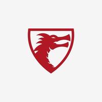 Drachenfeld rotes Logo-Vektorillustrationsdesign, Drachenlogo-Vorlageninspiration vektor