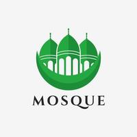 Moschee-Gebäude-Logo-Vektor-Design-Vorlage, Moschee und Mond-Logo-Vektor-Illustrations-Vorlage vektor