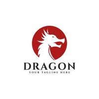 Drachen-Silhouette-Kreis-Logo-Vektor-Illustrationsdesign, Inspiration für Drachen-Logo-Vorlagen, Drachen-Logo-Element vektor