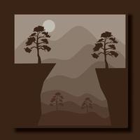 designmall för landskapsillustration, med en kombination av berg och träd vektor