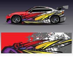 grafische abstrakte Streifen-Rennhintergrund-Kit-Designs für Wrap-Fahrzeug-Rennwagen-Rallye-Abenteuer vektor
