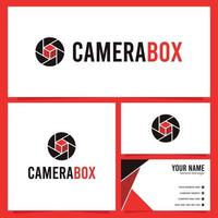 Kamera-Box-Logo-Design mit Visitenkartenvorlage vektor