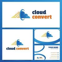 Cloud konvertieren Logo-Design mit Visitenkartenvorlage vektor