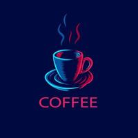 en kopp kaffe och te linje popkonst potrait logotyp färgglad design med mörk bakgrund. abstrakt vektorillustration. vektor