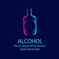 Liquid Whiskey Alcohol Logo Line Pop Art Portrait buntes Design mit dunklem Hintergrund. abstrakte Vektorillustration. vektor