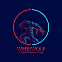 Werwolf-Linie Pop-Art-Porträt farbenfrohes Logo-Design mit dunklem Hintergrund. abstrakte Vektorillustration. vektor