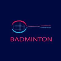 badmintonracket linje popkonst potrait logotyp färgglad design med mörk bakgrund. abstrakt vektorillustration. vektor