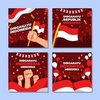 inlägg på sociala medier på Indonesiens självständighetsdag vektor