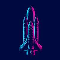 Rocket the Galaxy Spaceship Line Pop Art Portrait Logo farbenfrohes Design mit dunklem Hintergrund. abstrakte Vektorillustration. vektor