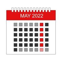 Monatlicher Mai 2022 Kalendervektorentwurf vektor