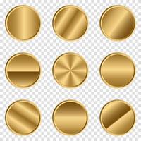 lyxig guld cirkel knapp. guld cirkel. realistisk metallknapp. vektor illustration