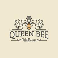 queen bee lyx logotyp. bee honung grafisk design mall vektorillustration vektor