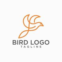 fågel logotyp abstrakt linje konst disposition design vektor mall
