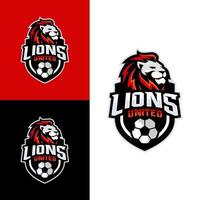 Löwen-Fußballteam-Logo-Lagervektorvorlage vektor
