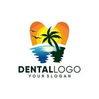 moderna tand tänder dental på stranden logotyp design inspiration vektor