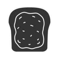Toast mit Marmelade oder Butter-Glyphe-Symbol. Frühstück. Silhouettensymbol. negativer Raum. vektor isolierte illustration