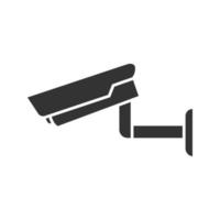 övervakningskamera glyfikon. säkerhetssystem. cctv. siluett symbol. negativt utrymme. vektor isolerade illustration