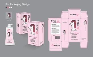 Box-Verpackungsvektor für Haare, Creme, Haut, Lotion, Shampoo, Schönheit, Gesundheit, Medizin, Nahrungsergänzungsmittel. 3D-Box. boxen modell, verpackungsdesign, produktdesign, frauencharakterkarikaturvektorillustration vektor