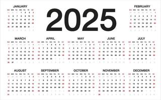mall för kalender 2025 vektor