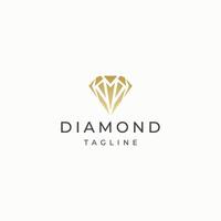 flacher Vektor der luxuriösen Diamantstein-Logoikonen-Designschablone