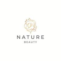 naturlig skönhet kvinna logotyp ikon designmall platt vektor