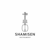 shamisen japanska traditionella musikinstrument logotyp ikon designmall platt vektor