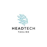 menschlicher Kopf Tech-Logo-Icon-Design-Vorlage flacher Vektor