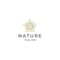 natur blomma elegant lyx guld färg logotyp ikon designmall platt vektor
