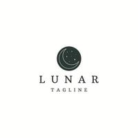 Crescent moon lunar line art stil logotyp ikon designmall platt vektor