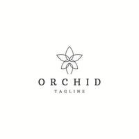 flacher Vektor der Orchideenblumenlogoikonendesignschablone