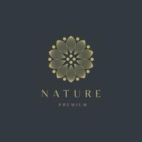 lyxig natur blommig löv prydnad logotyp ikon designmall. guld, elegant, skönhet, spa, yoga, kosmetisk produkt, modern vektorillustration vektor