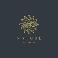 lyxig natur blommig löv prydnad logotyp ikon designmall. guld, elegant, skönhet, spa, yoga, kosmetisk produkt, modern vektorillustration vektor
