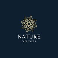 luxuriöse natur florale blattverzierung logo symbol designvorlage. gold, elegant, schönheit, spa, yoga, kosmetisches produkt, moderne vektorillustration vektor